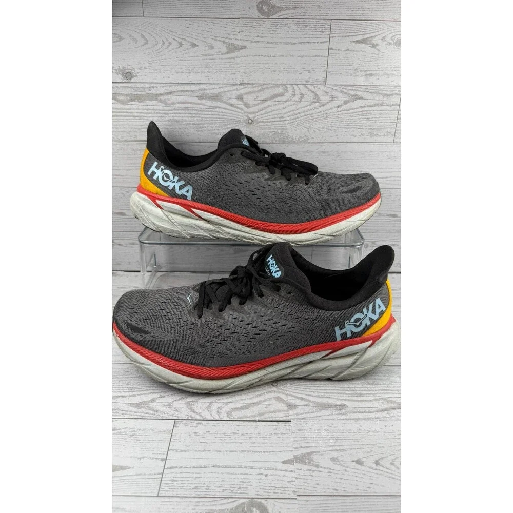 Hoka One One Clifton 8 1121374 Gray US 12 2E Men's Sneakers Running Shoes #922